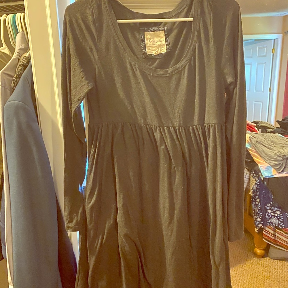 Long sleeve grey t shirt material dress